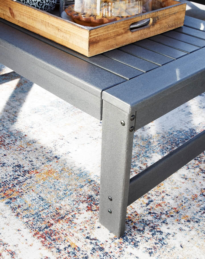 Amora Outdoor Coffee Table P417-701 Black/Gray Casual Outdoor Cocktail Table By Ashley - sofafair.com