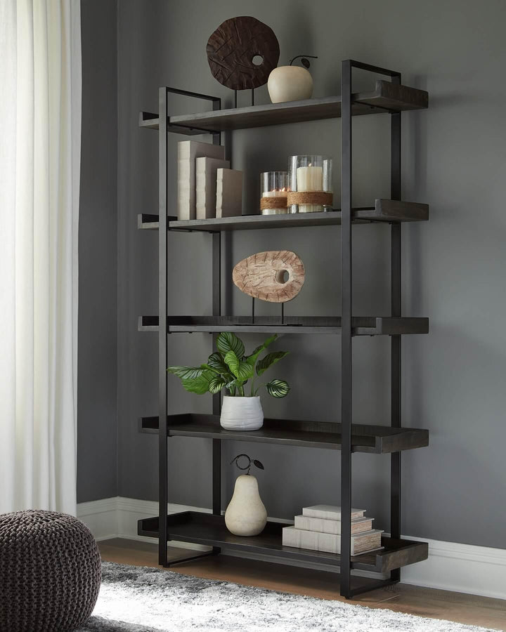 Kevmart Bookcase A4000532 Black/Gray Contemporary Stationary Accent Occasionals By Ashley - sofafair.com