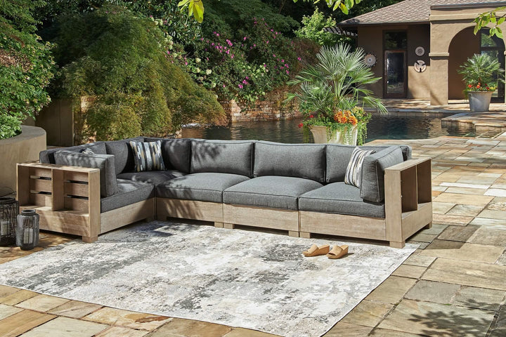 P660P6 Brown/Beige Casual Citrine Park 5-Piece Outdoor Sectional By Ashley - sofafair.com
