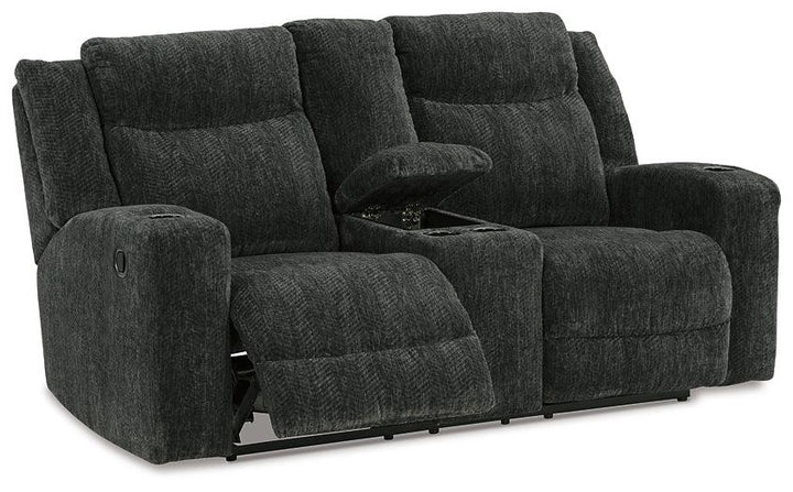 Martinglenn Reclining Loveseat with Console 4650494 Black/Gray Contemporary Motion Upholstery By Ashley - sofafair.com
