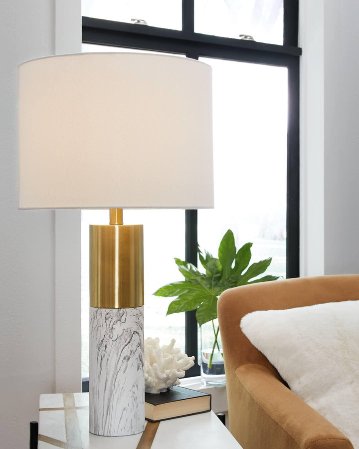 Samney Table Lamp (Set of 2) L208394 White Contemporary Table Lamp Pair By Ashley - sofafair.com
