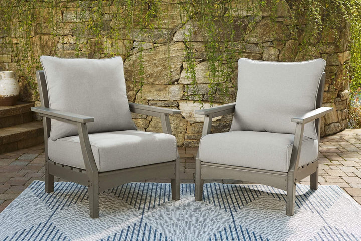 Visola Lounge Chair with Cushion (Set of 2) P802-820 Black/Gray Contemporary Outdoor Sofa Sets By Ashley - sofafair.com
