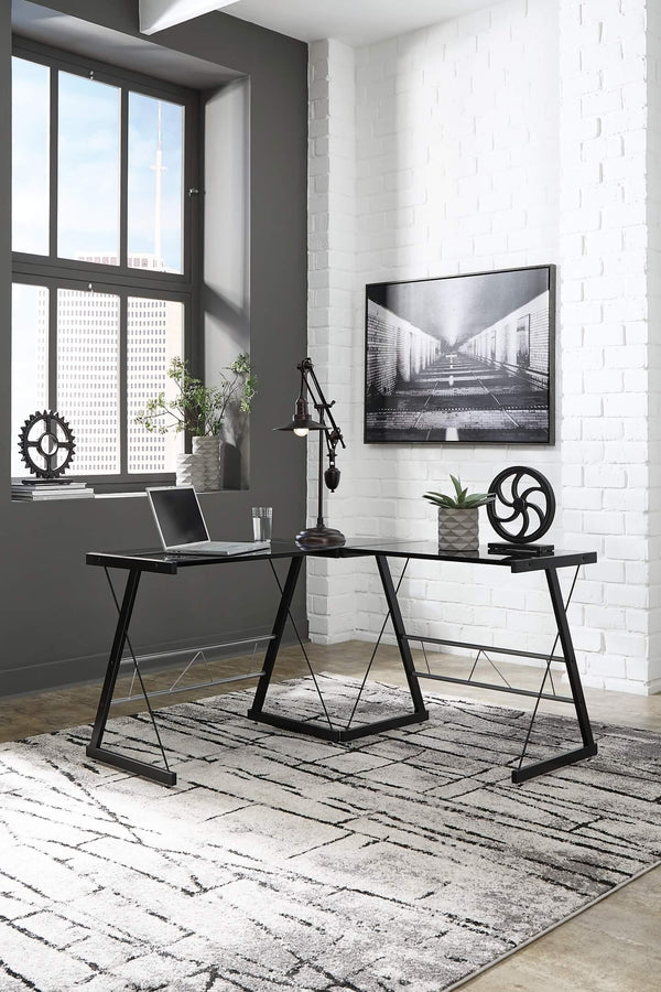 Mallistron Home Office L-Desk H409-24 Black/Gray Contemporary Desks By AFI - sofafair.com