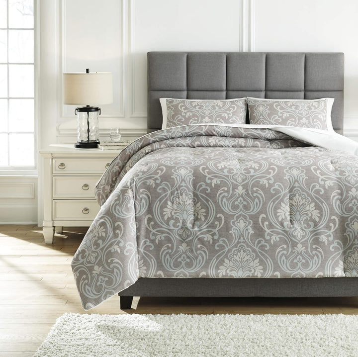 Noel 3-Piece Queen Comforter Set Q780003Q Black/Gray Casual Comforter Set Queen By Ashley - sofafair.com