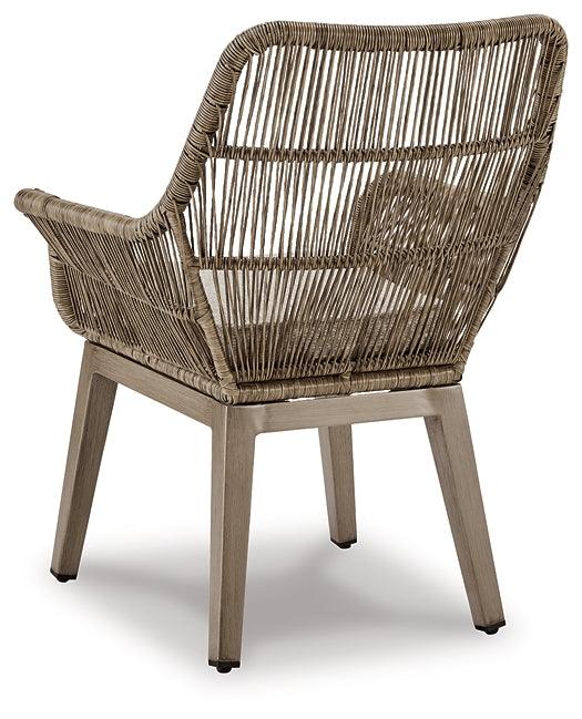 Beach Front Arm Chair with Cushion (Set of 2) P399-601A Brown/Beige Casual Outdoor Dining Chair By Ashley - sofafair.com