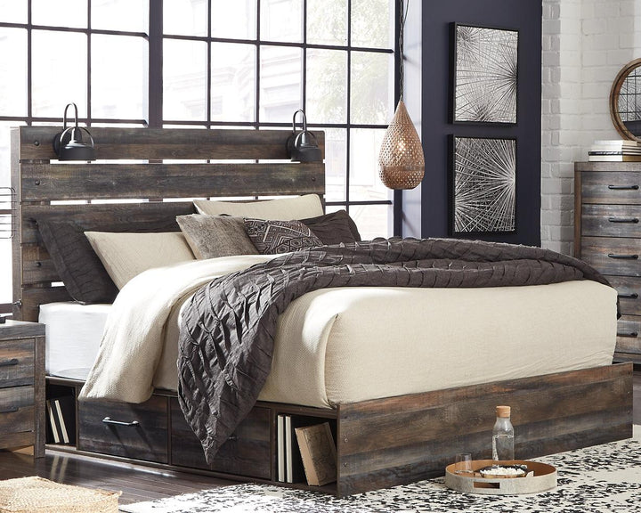 Drystan King Panel Bed with 4 Storage Drawers B211B54 Brown/Beige Casual Master Beds By Ashley - sofafair.com