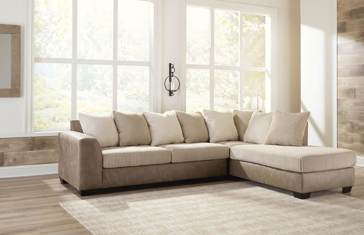 Keskin 2-Piece Sectional with Chaise 18403S2 Brown/Beige Contemporary Stationary Sectionals By AFI - sofafair.com