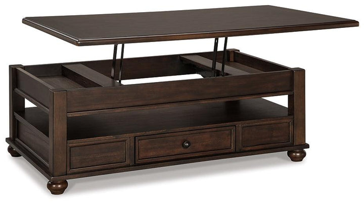 Barilanni Coffee Table with Lift Top T934-9 Brown/Beige Casual Cocktail Table Lift By Ashley - sofafair.com