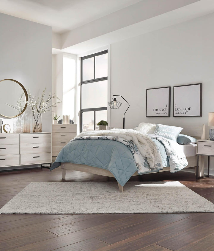 Socalle Full Panel Platform Bed EB1864B2 Natural Contemporary Youth Beds By Ashley - sofafair.com