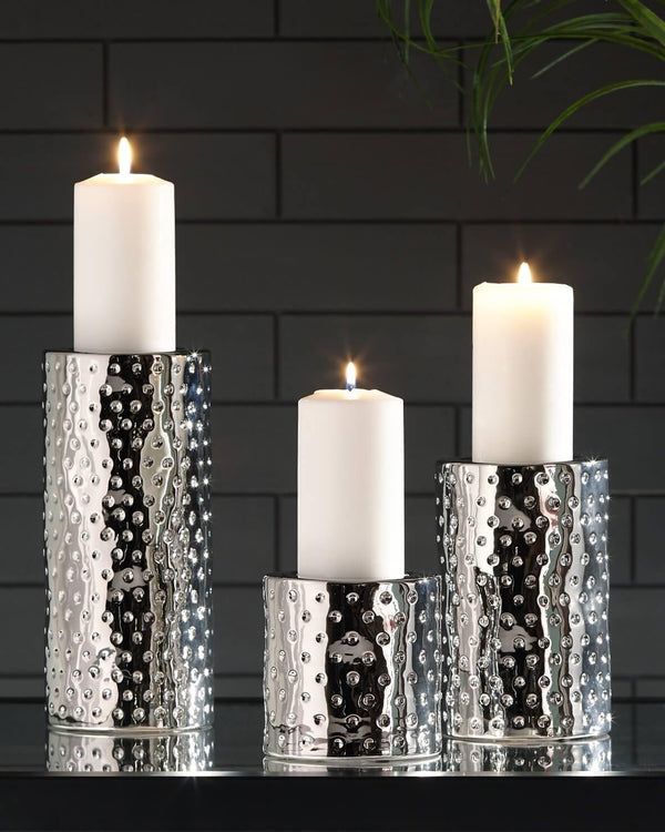 A2000460 Metallic Contemporary Marisa Candle Holder (Set of 3) By Ashley - sofafair.com