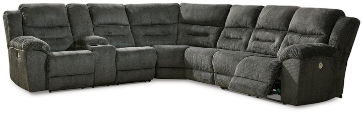 Nettington 4-Piece Power Reclining Sectional 44101S3 Black/Gray Contemporary Motion Sectionals By Ashley - sofafair.com