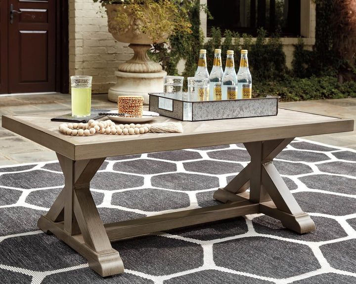 Beachcroft Coffee Table P791-701 Brown/Beige Casual Outdoor Cocktail Table By Ashley - sofafair.com