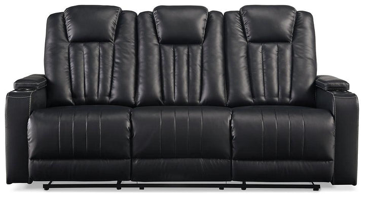Center Point Reclining Sofa with Drop Down Table 2400489 Black/Gray Contemporary Motion Sectionals By Ashley - sofafair.com