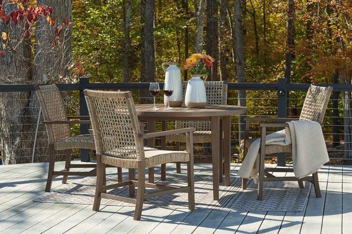 Germalia Outdoor Dining Table with 4 Chairs P730P1 Brown/Beige Casual Outdoor Package By Ashley - sofafair.com