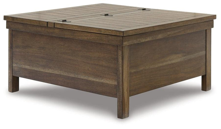 Moriville Lift-Top Coffee Table T731-9 Brown/Beige Casual Cocktail Table Lift By AFI - sofafair.com