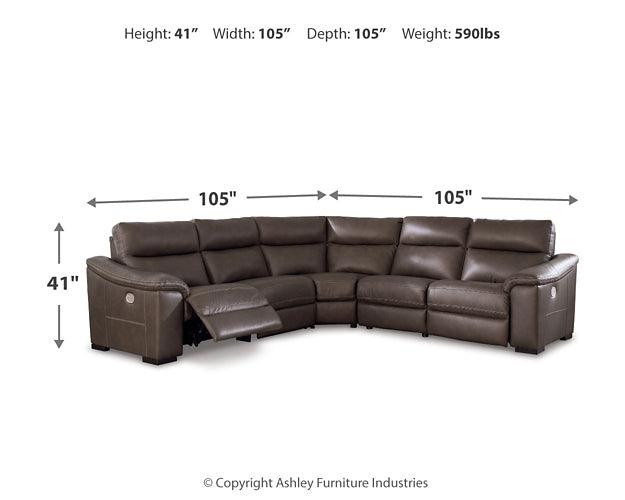 Salvatore 5-Piece Power Reclining Sectional U26301S4 Brown/Beige Contemporary Motion Sectionals By Ashley - sofafair.com