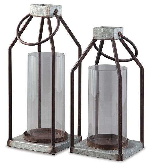 Diedrick Lantern (Set of 2) A2000346 Brown/Beige Casual Candle Holder By Ashley - sofafair.com