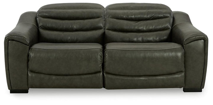 Center Line 2-Piece Power Reclining Loveseat U63404S1 Black/Gray Contemporary Motion Sectionals By Ashley - sofafair.com