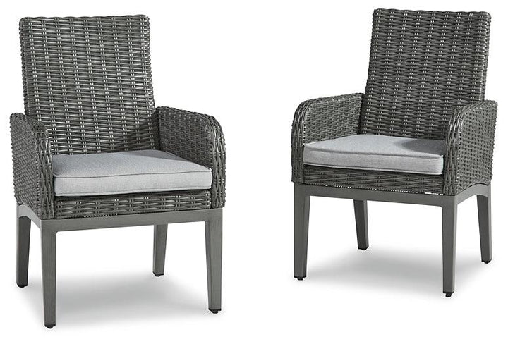 Elite Park Arm Chair with Cushion (Set of 2) P518-601A Black/Gray Casual Outdoor Dining Chair By Ashley - sofafair.com