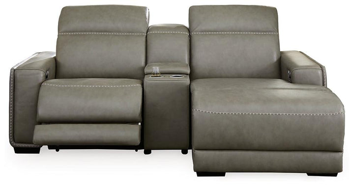 Correze 3-Piece Power Reclining Sectional with Chaise U94202S11 Black/Gray Contemporary Motion Sectionals By Ashley - sofafair.com