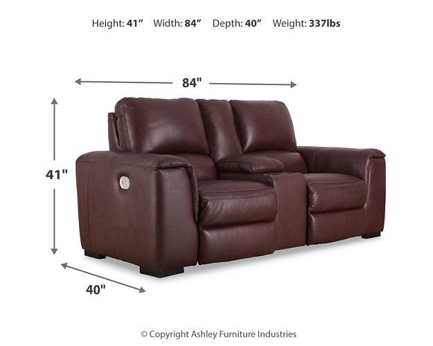 Alessandro Power Reclining Loveseat with Console U2550118 Red/Burgundy Contemporary Motion Upholstery By Ashley - sofafair.com