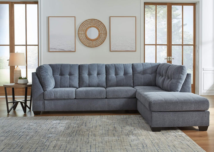 Marleton 2-Piece Sectional with Chaise 55303S2 Blue Contemporary Stationary Sectionals By Ashley - sofafair.com