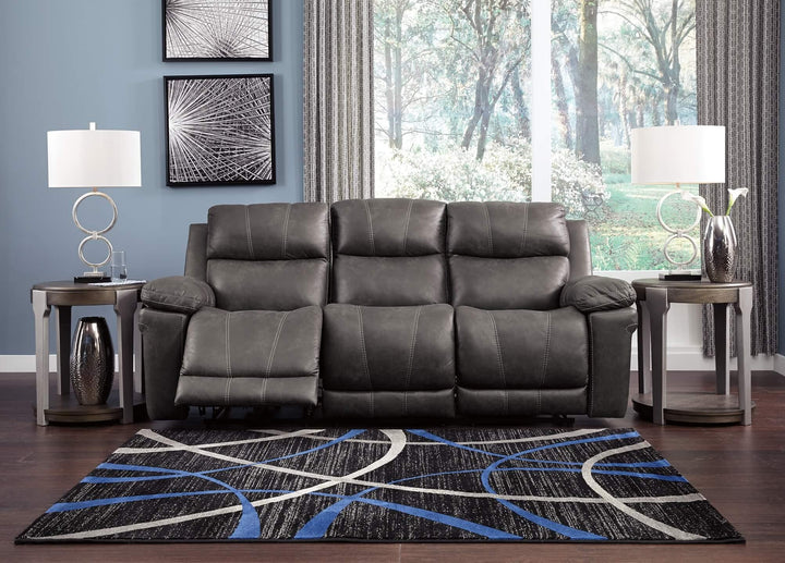 Erlangen Power Reclining Sofa 3000415 Black/Gray Contemporary Motion Upholstery By Ashley - sofafair.com