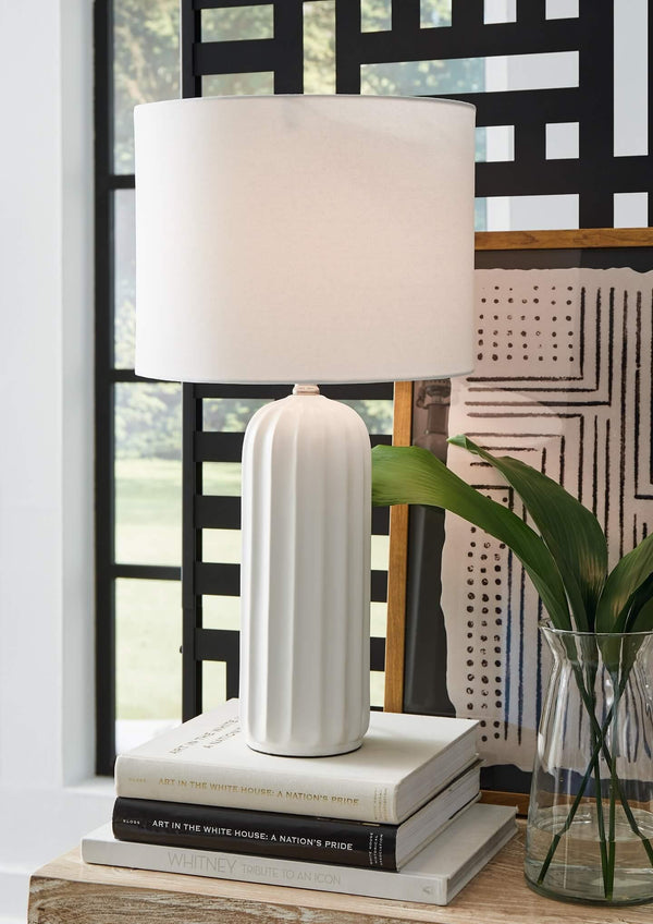 L177974 White Contemporary Clarkland Table Lamp (Set of 2) By Ashley - sofafair.com