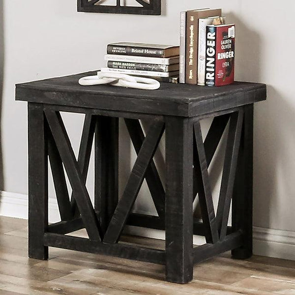 Halton Hills EM4001DG-E Charcoal Rustic End Table By Furniture Of America - sofafair.com