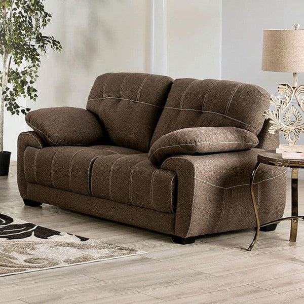 Canby EM6722BR-LV Brown Transitional Loveseat By furniture of america - sofafair.com