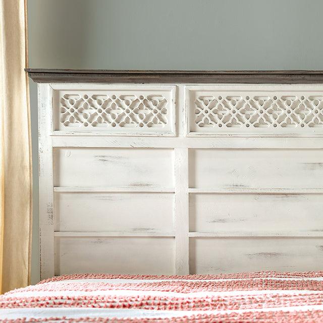 Myrtlemoore EM7079IV Vintage Ivory/Rustic Gray Rustic Bed By Furniture Of America - sofafair.com