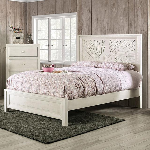 Geneva EM7080IV Ivory Contemporary Bed By Furniture Of America - sofafair.com