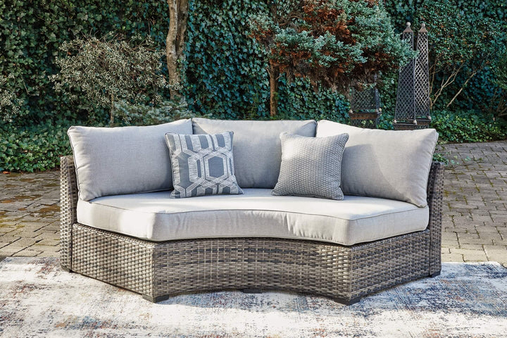 Harbor Court Curved Loveseat with Cushion P459-861 Black/Gray Casual Outdoor Loveseat By Ashley - sofafair.com