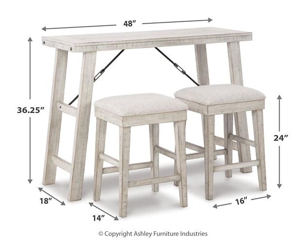 Carynhurst Counter Height Dining Table and Bar Stools (Set of 3) D256-113 White Casual Counter Height Table By Ashley - sofafair.com