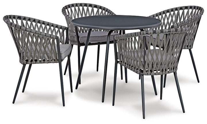 Palm Bliss Outdoor Dining Table with 2 Chairs P372P1 Black/Gray Casual Outdoor Package By Ashley - sofafair.com
