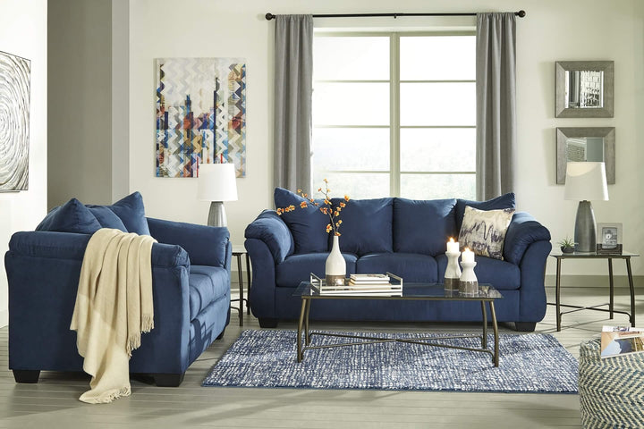 Darcy Sofa and Loveseat 75007U1 Blue Contemporary Stationary Upholstery Package By Ashley - sofafair.com