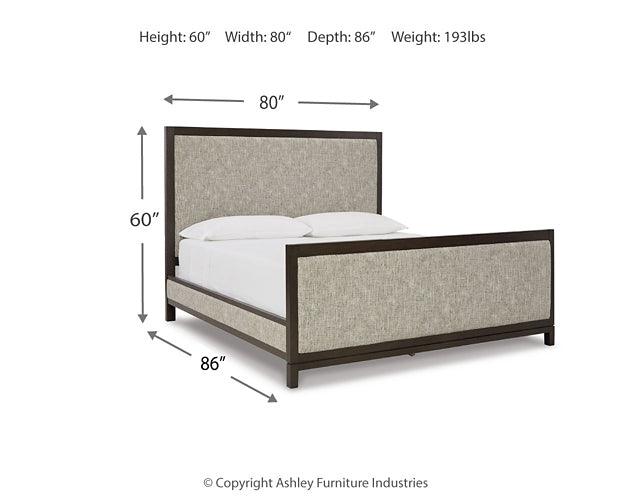 Burkhaus King Upholstered Bed B984B4 Brown/Beige Contemporary Master Beds By Ashley - sofafair.com