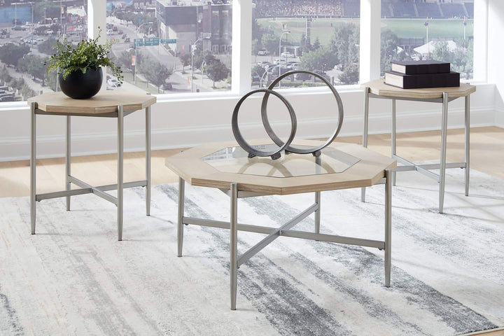 Varlowe Table (Set of 3) T278-13 Brown/Beige Contemporary 3 Pack By Ashley - sofafair.com