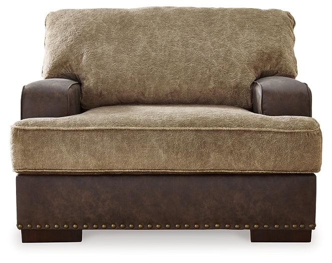 Alesbury Oversized Chair 1870423 Brown/Beige Contemporary Stationary Upholstery By Ashley - sofafair.com