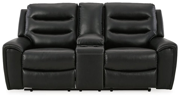 Warlin Power Reclining Loveseat with Console 6110518 Black/Gray Contemporary Motion Upholstery By Ashley - sofafair.com