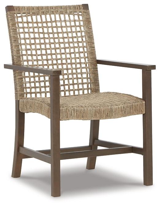 Germalia Outdoor Dining Arm Chair (Set of 2) P730-601A Brown/Beige Casual Outdoor Dining Chair By Ashley - sofafair.com