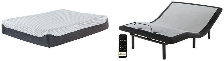 12 Inch Chime Elite Queen Adjustable Base with Mattress M674M3 Black/Gray Traditional Foundation By Ashley - sofafair.com