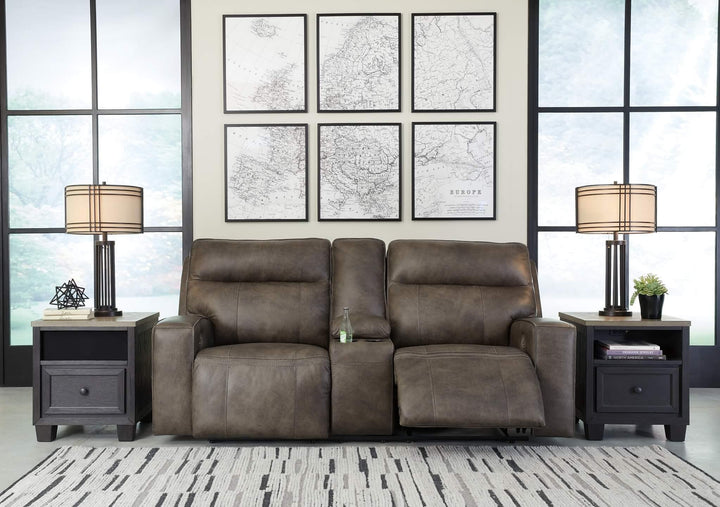 Game Plan Power Reclining Loveseat U1520518 Black/Gray Contemporary Motion Upholstery By Ashley - sofafair.com