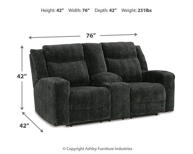 Martinglenn Reclining Loveseat with Console 4650494 Black/Gray Contemporary Motion Upholstery By Ashley - sofafair.com