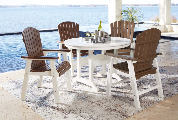 Crescent Luxe Outdoor Dining Table with 4 Chairs P207P4 White Contemporary Outdoor Package By Ashley - sofafair.com