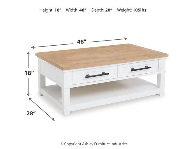 Ashbryn Coffee Table T844-1 White Casual Cocktail Table By Ashley - sofafair.com