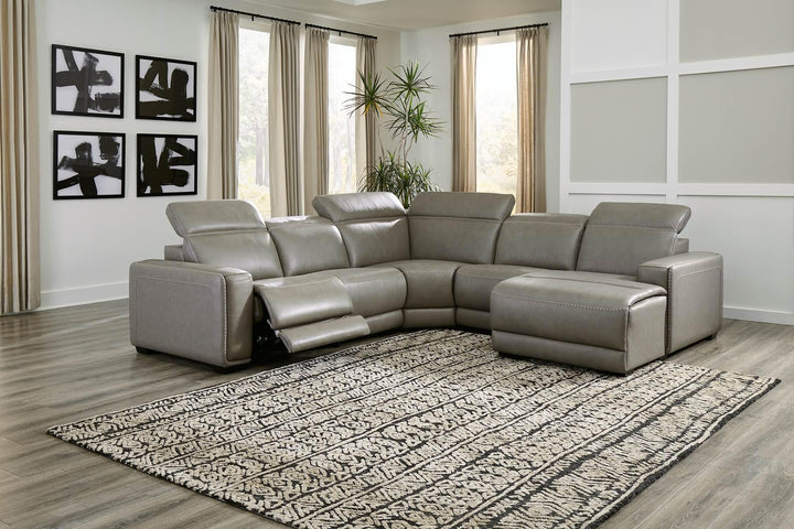 Correze 5-Piece Power Reclining Sectional with Chaise U94202S8 Black/Gray Contemporary Motion Sectionals By Ashley - sofafair.com