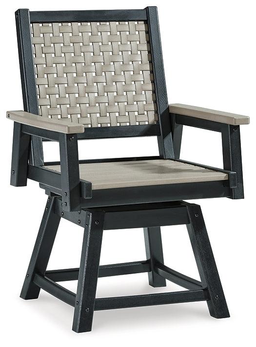 Mount Valley Swivel Chair (Set of 2) P384-604A Black/Gray Contemporary Outdoor Dining Chair By Ashley - sofafair.com