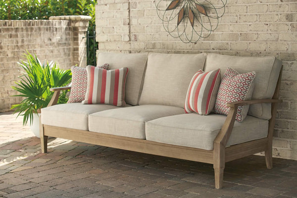 Clare View Sofa with Cushion P801-838 White Contemporary Outdoor Sofa By Ashley - sofafair.com