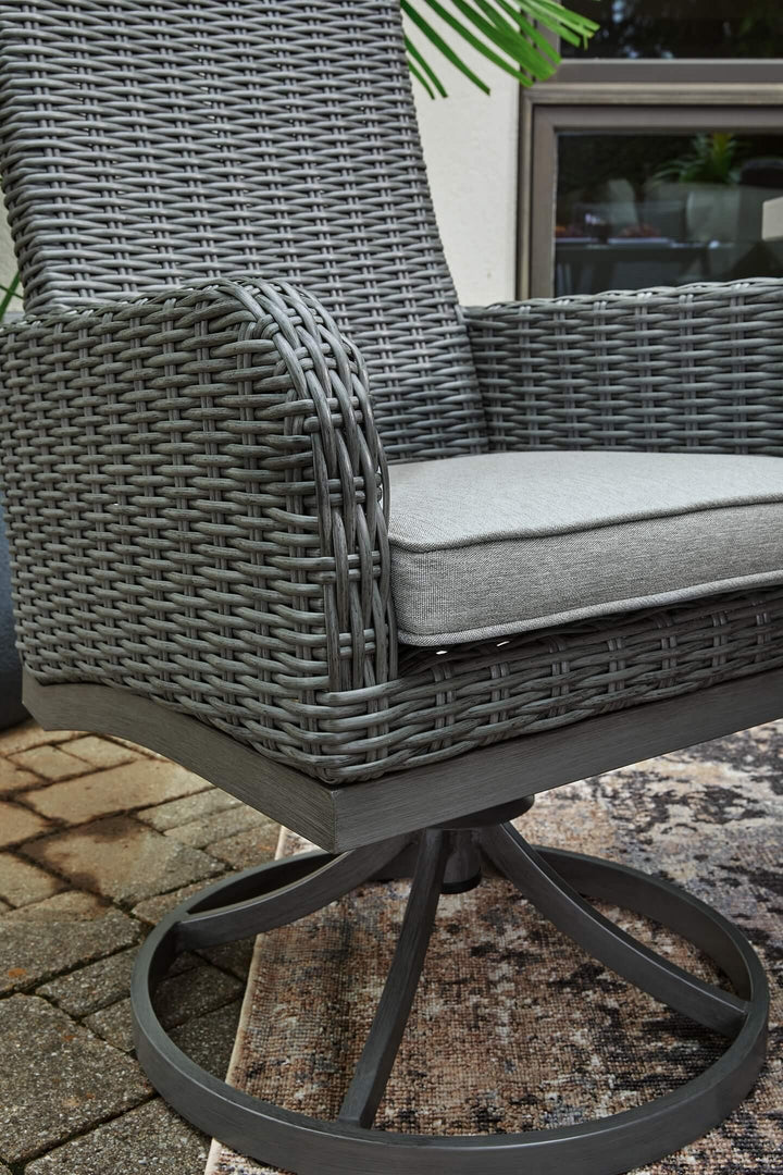 Elite Park Swivel Chair with Cushion (Set of 2) P518-602A Black/Gray Casual Outdoor Dining Chair By Ashley - sofafair.com